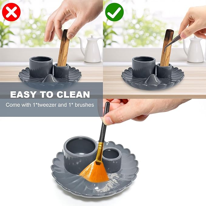 4 in 1 Incense Holder, Ceramic Palo Santo Holder, Sage Holder for Burning, 5.3" Ceramic Ash Catcher Tray for Meditation Yoga Room