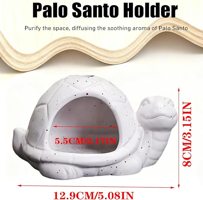 Ceramic Turtle Mini Chiminea- Multifunctional Incense Holder for Sage, Cone Incense, Copal & Small Candle | Aromatherapy Gift for Meditation, Yoga, Zen Spaces | Indoor Use, Hamster Nest Decor (White)