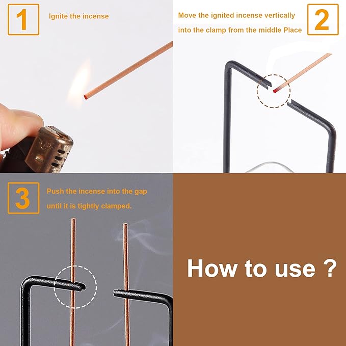 Incense Holder for Sticks, Upside Down Incense Burner with Removable Black Glass Ash Catcher Anti-Ash Flying