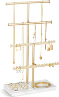 Lolalet 4-Tier Jewelry Organizer Stand, Metal Jewellery Holder, Dresser Display Rack for Necklace Earring Bracelets Rings, Gift for Women Girls -Gold