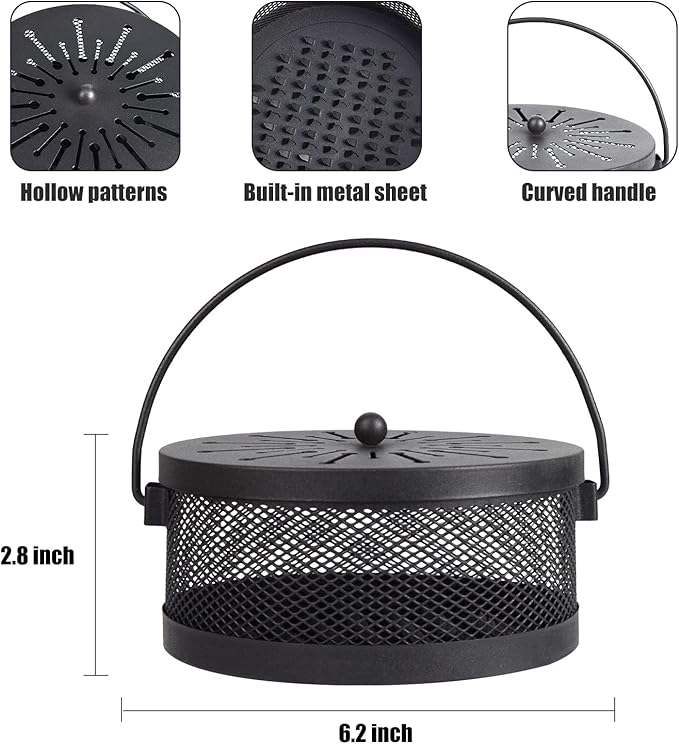 A&M Tech Black Mosquito Coil Holder Incense Coil Burner Indoor Outdoor Camping Use Portable Mosquito Repellent Coil Holder Incense Burner Holder 6.2 Inches Diameter