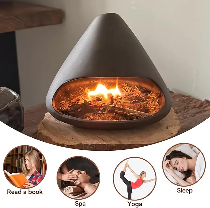Ceramic Incense Holder Palo Santo Holder Handcrafted Dual-Use for Sage Sticks Cones Incense Burner for Yoga Meditation Aromatherapy Healing Home Decor Black (Style C)