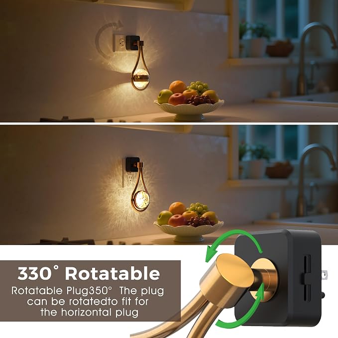 L LOHAS LED Night Lights Plug Into Wall, Star Projector Nightlight | Dusk to Dawn Sensor, 3000K Soft White, 330°Rotating Globe Night Light for Bedroom, Hallway, Home Decor, Gaming Room