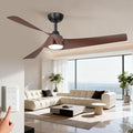 TALOYA 52 inch Modern Ceiling fan with Light, 3 Blades Ceiling Fans with Lights and remote, 3000K-6500K, Dimmable, Quiet, Outdoor Ceiling fan For Living Room, Bedroom, Patio, Farmhouse, Dark Walmut