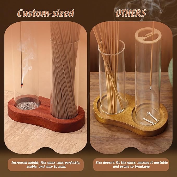 2 in 1 Incense Burner Holder with Storage, Mess Free Upside Down Incense Holder for Sticks with Glass Ash Catcher, No Ash Flying for Yoga, Meditation, Spa & Home Decor