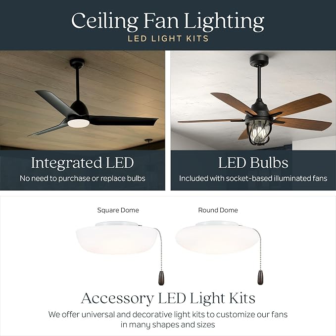 Kichler Mylo 60 in Ceiling Fan with Light, Modern 3-Blade Indoor Outdoor Damp Rated Fan with Satin Etched Glass in Champagne Bronze, 6-Speed Remote, 310560CPZMWH