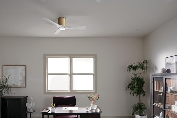 Kichler Volos 48” Indoor Ceiling Fan with LED Light and Wall Control in Champagne Bronze, Contemporary Ceiling Fan with Light, 300032CPZ