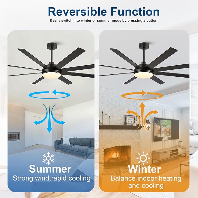 72 Inch Ceiling Fans with Lights and Remote Control, Black | Wooden Blades,Reversible Quiet DC Motor, 6-Speed, 3CCT Dimmable LED, Timer for Living Room, Bedroom, Office