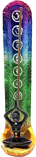 Yoga Goddess Seated Mountain Pose Chakra Incense Burner 9.5" Multicolor Handcrafted Resin Holder Seven for Meditation, Yoga, Aromatherapy, Energy Healing, Spiritual Décor & Wellness Rituals