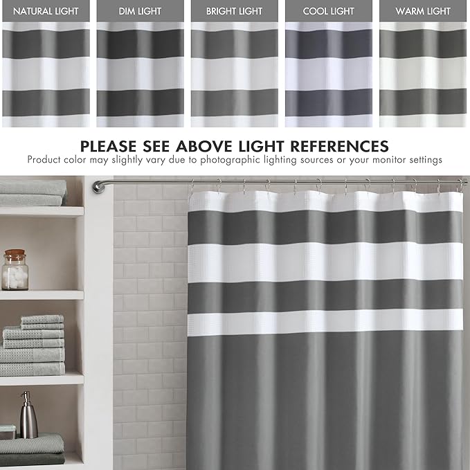 Madison Park Spa Waffle Shower Curtain Pieced Fabric Extra Long Premium Spa Quality Modern Shower Curtains for Bathroom, Tall 72x84, Charcoal
