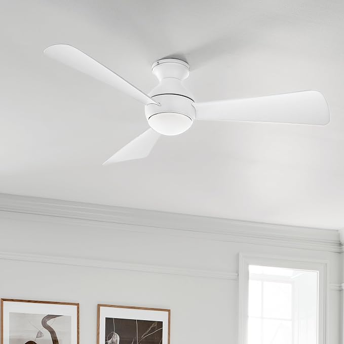 Kichler 330152MWH 54 Inch Sola Ceiling Fan LED, 3 Speed Wall Control Full Function, Matte White Finish with Matte White Blades