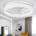 DLLT LED Ceiling Fan with Light: 16" Modern Low Profile Flush Mount Fandelier with App & Remote Control - Dimmable White Bladeless Fan Light Fixture for Bedroom Kids Room Living Room