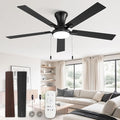 ZMISHIBO Ceiling Fans with Lights, Low Profile Ceiling Fan with Pull Chain and Remote Control, Flush Mount, Reversible, Dimmable, Noiseless, White Pull Cord Ceiling Fan for Bedroom(60inch Black)