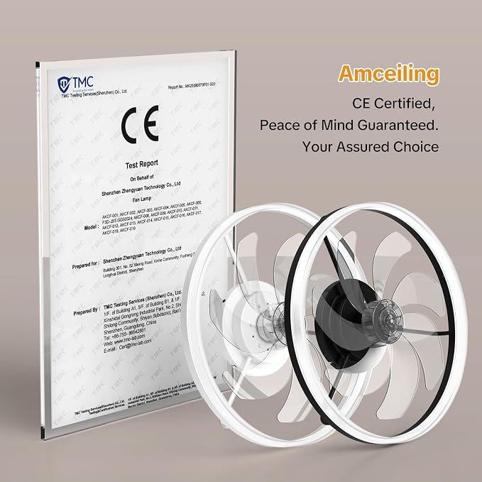 20 Inch Low Profile Ceiling Fans with Lights and Remote, White | Flush Mount 7-Blade Fandelier with App Control, 3CCT Dimmable, Quiet Reversible DC Motor, 6 Speeds Ceiling Fan for Bedroom