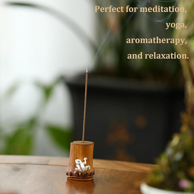 Bamboo Tea Pot Lid Incense Holder – Decorative Firing Stand for Home Decor, Yoga, Spa, Meditation, and Unique Decoration (Multicolor)