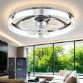 Ceiling Fans with Lights and Remote, 20'' Low Profile Ceiling Fan, 1-6 Wind Speeds, 3000-6500K Dimmable Flush Mount LED Fan Light, Modern Fandelier Ceiling Fans for Bedroom