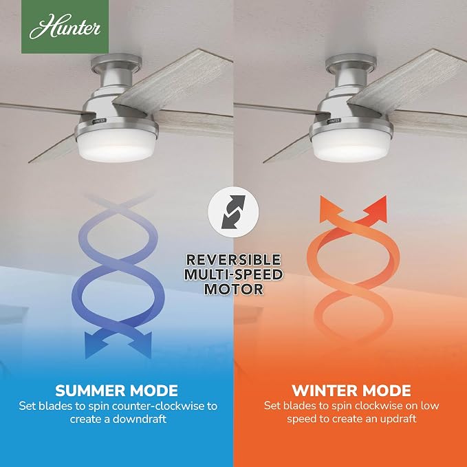 Hunter Dempsey, Indoor, Ceiling Fan, Modern, 52 inch, Brushed Nickel