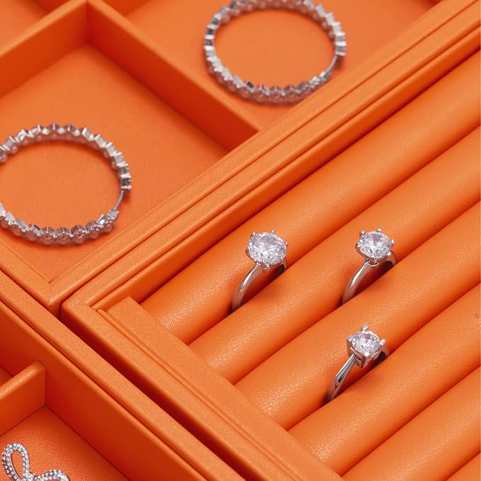 Oirlv Orange Leather Ring Display Tray