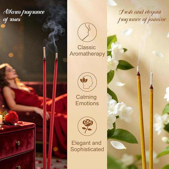 2 in 1 Glass Incense Holder for Sticks, Upside Down Incense Burner with Ash Catcher & Storage for Yoga Spa Home Decor Meditation - Brush & 40 Incense Sticks