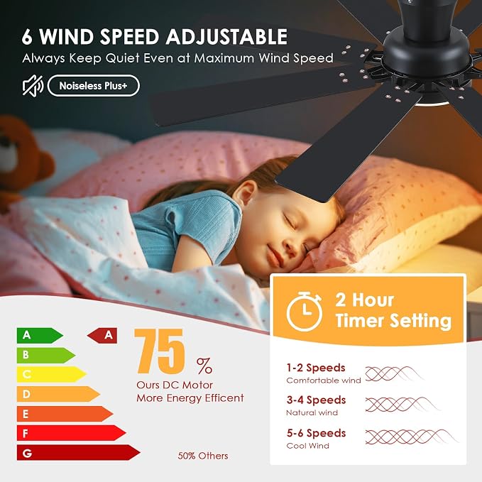 Mpayel Ceiling Fans with Lights, 52 Inch Low Profile Flush Mount Ceiling Fan, Modern Brown Ceiling Fan with Light for Bedroom Living Room, Remote/APP Control, Quiet DC Motor, Dimmable, 8 Wood Blades
