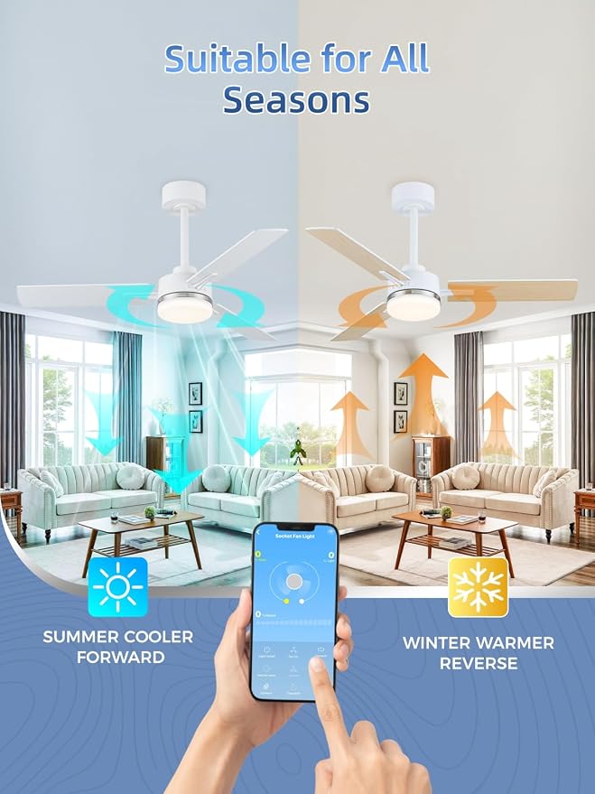 LANMEL Ceiling Fan with Light, Modern Flush Mount Low Profile with Remote Control, Reversible, 3CCT Dimmable, Quiet,LED for Bedroom, Living Room, Indoor/Outdoor Patio Use 42 Inch Silver & White