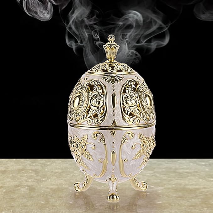 JUXYES Vintage Incense Burner Holder with Removable Ash Catchers, Metal Censer Antique Cone Coil Incense Burner Holder Zinc Alloy Spiritual Aromatherapy Yoga Meditation Gifts Retro Home Decoration