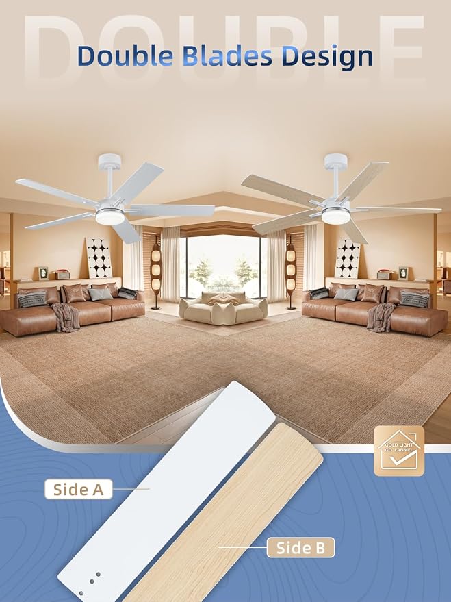 LANMEL Ceiling Fan with Light, Modern Flush Mount Low Profile with Remote Control, Reversible, 3CCT Dimmable, Quiet,LED for Bedroom, Living Room, Indoor/Outdoor Patio Use 52 Inch Silver & White