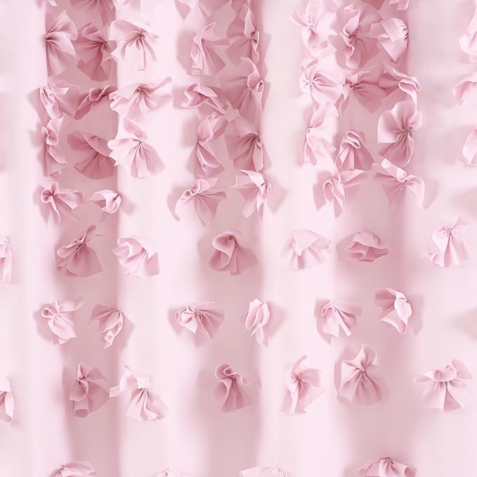 Lush Decor Riley Shower Curtain, 72" W x 72" L, Lilac - Bathroom Curtain - Coquette Decor - Bow Shower Curtains - Cottage Core - Fabric Shower Curtains