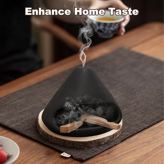 Palo Santo Holder & Mini Chiminea Ceramic Incense Burner for Sage, Cone Burning, Aromatic Home Decor & Incense Sticks with Ash Catcher, Ideal for Yoga & Meditation