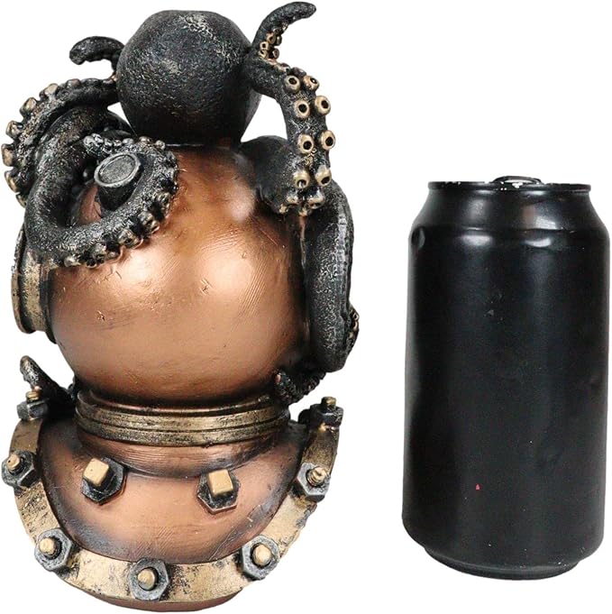 Ebros Gift Nautical Ocean Marine Octopus Kraken Smothering A Steampunk Divers Helmet Incense Cone Burner Holder Resin Statue Sea Cthulhu Giant Octopuses Themed Decorative Figurine