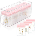 HOMEHIVE Acrylic Jewelry Box Organizer, Clear Jewelry Organizer Holder with 20 Portable Anti Tarnish Jewelry bags, Travel Jewelry Case for Earrings/Rings/Necklaces for Women Girls, Pink