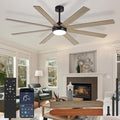 Large Ceiling Fan with Light: 66 Inch Indoor/Outdoor Fan Reversible DC Motor 6 Speed - Dual 8 Blades Big Ceiling Fans with Lights Dimmable 3CCT for Living Room Covered Patio, Wooden