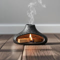 Holder Incense Burner-Mini Ceramic Fireplace,Handmade Smudge,with Chimney,for Sage,Palo Santo,Aromatic Ash Tray for Home Decor, Anxiety Relief & Valentine's Day Meditation Gifts for Women (Black)