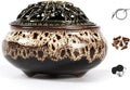 Incense Burner with Calabash Incense Stick Holder - Porcelain Charcoal Censer for Use with Resin Granular Powder Cone or Coil Incense (Fambe Gray)