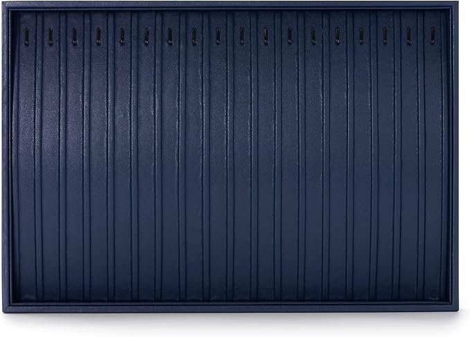 Oirlv Blue Leather Jewelry Necklace Display Tray | Blue Leather Exterior, Soft Microfiber Interior, Chain Tray, Keeps Necklaces Tangle-Free, Stylish Blue Color for Display