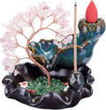Jovivi Backflow Incense Burner Ceramic Incense Waterfall, Natural Rose Quartz Healing Crystal Money Tree Incense Holder for Wealth, Good Luck, Yoga Meditation, Home Decor
