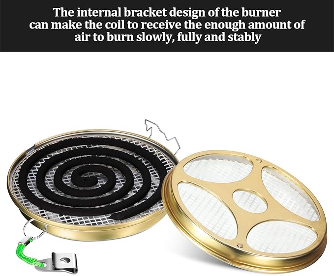 2 Pcs Portable Mosquito Coil Holder – Mosquito Coil & Incense Burner Metal Sandalwood Incense Burner for Camping Fishing Hiking Travel Patio Garden Outdoor Indoor for Repelling Mosquitos