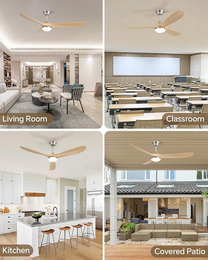 Sofucor 60 Inch Smart Ceiling Fans with Lights-Outdoor Modern Smart Ceiling Fan with Alexa/Google/APP/Remote Control, Reversible Quiet DC Motor,ABS Blade Ceiling Fan for Living Room/Porch/Great Rooms