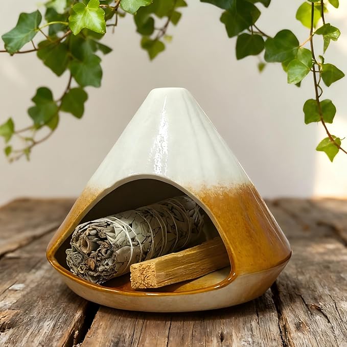 Palo Santo Holder， Incense Holder, Mini Chimney Incense Burner, Suitable for Palo Santo Sticks, Cone Incense, Candles, and Sage Smudging， an Ideal Choice for Yoga Meditation and Altar Decoration