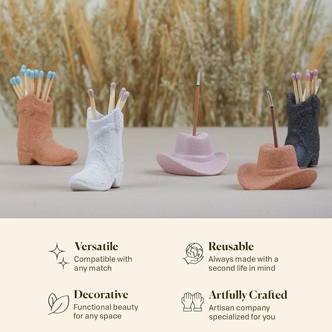 Paddywax Incense Burner Textured Ceramic Cowboy Hat with Incense Sticks, 100-Sticks, Terracotta