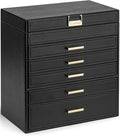 VLANDO 6 Layer Large Jewelry Box - Jewelry Holder Organizer, Jewelry Box Organizer for Drawer Necklace Ring Bracelet and Watch, Birthday Gift for Loved Ones - Black