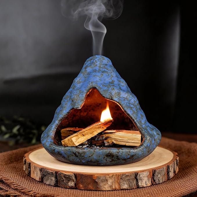 MOUGIGI Palo Santo Incense Holder and Burner - Zongzi Modeling Smudge Bowl | Sage Cone Burner Holder & Chiminea Incense Dish Ideal for Energy Cleansing, Yoga, Meditation,Zen,Altar Decor & Aromatherapy