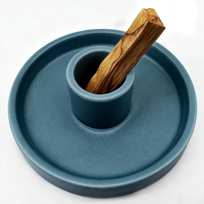 Palo Santo Holder, Ceramic Incense Stick Holder, Sage Holder for Yoga, Meditation, and Energy Cleansing, Unique Ceramic Incense Holder Gift for Palo Santo Sticks (Blue)