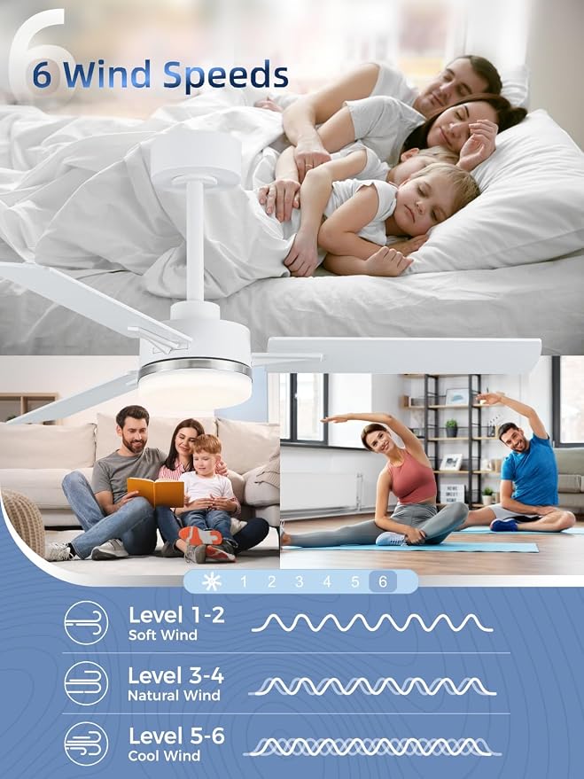 LANMEL Ceiling Fan with Light, Modern Flush Mount Low Profile with Remote Control, Reversible, 3CCT Dimmable, Quiet,LED for Bedroom, Living Room, Indoor/Outdoor Patio Use 42 Inch Silver & White