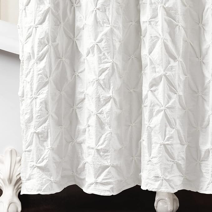Lush Decor Ravello Pintuck Shower Curtain, 72" W x 72" L, White - Luxe Pintuck Embellishment - Chic Textured Design - Traditional Glam & Farmhouse Bathroom Decor
