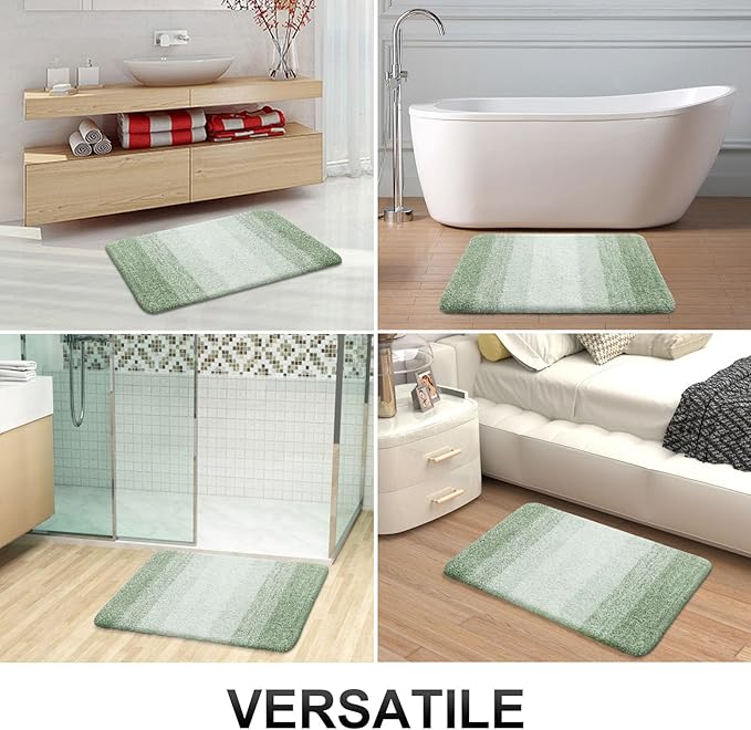 OLANLY Bathroom Runner Rugs Mat 59x20, Extra Soft Absorbent Microfiber Bath Rugs, Rubber Backing, Quick Dry, Washable Long Bath Mats for Bathroom, Tub and Shower, Home Decor Accessories, Sage Green