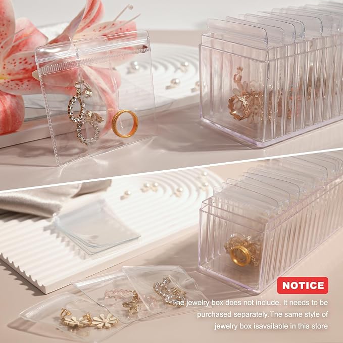 HOMEHIVE Travel Jewelry Bags, 20Pcs Clear Travel Jewelry Organizer, Portable Anti Tarnish Jewelry Storage Pouch Bag Gift for Women Girl, 20Pcs Clear Bags