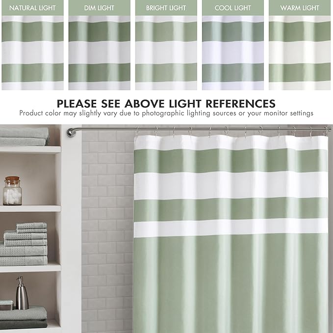 Madison Park Shower Curtain Spa Waffle Weave Extra Long Shower Curtain for Bathroom 3M Scotchgard Moisture Management, Spa Quality Modern Shower Curtains for Bathroom, Extra Long 72"x84" Sage Green