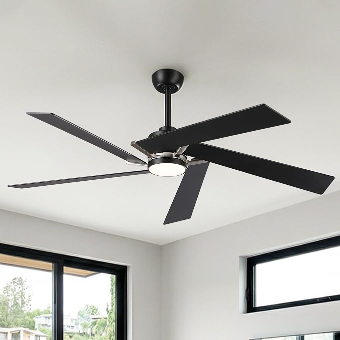 Ceiling Fans with Lights and Remote (Modern Black, 60 inch)