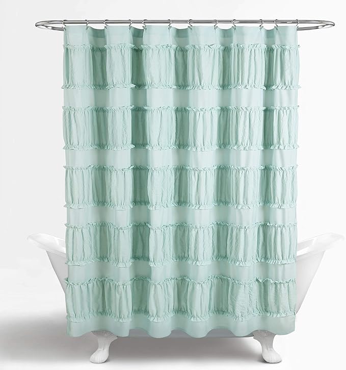 Lush Decor Nova Ruffle Shower Curtain, 72" x 72", Blue